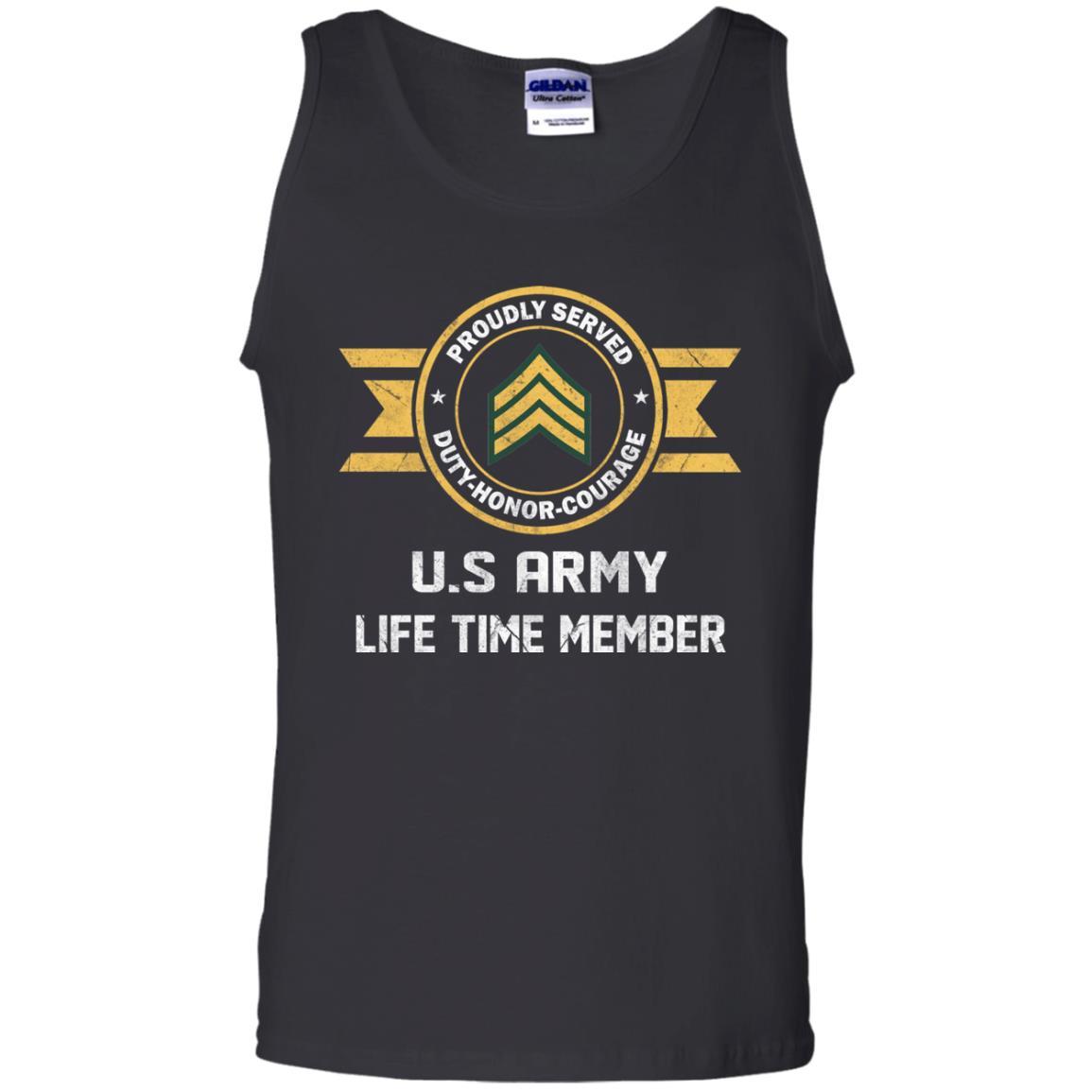 Life Time Member - US Army E-5 Sergeant E5 SGT Noncommissioned Officer Ranks Men T Shirt On Front-TShirt-Army-Veterans Nation