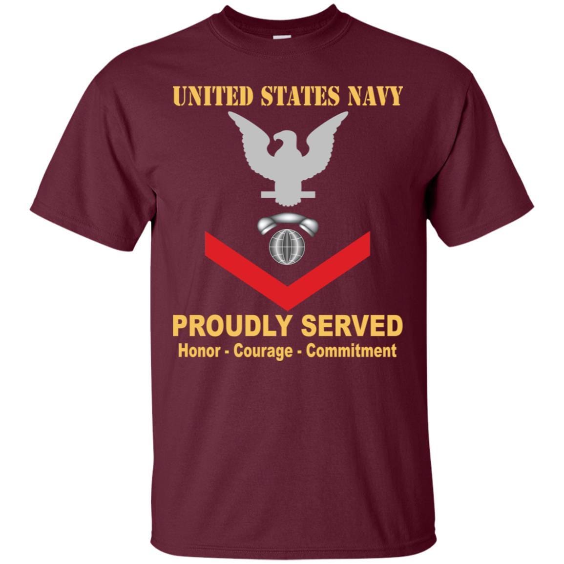 Navy Interior Communications Electrician Navy IC E-4 Rating Badges Proudly Served T-Shirt For Men On Front-TShirt-Navy-Veterans Nation