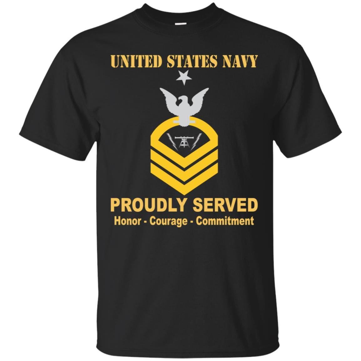 Navy Fire Controlman Navy FC E-8 Rating Badges Proudly Served T-Shirt For Men On Front-TShirt-Navy-Veterans Nation