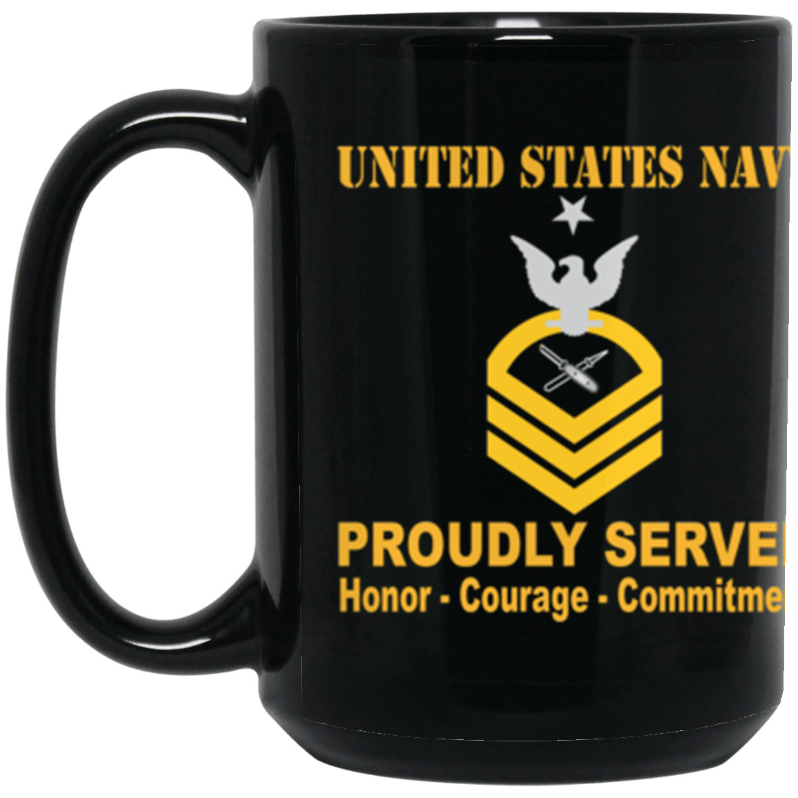 US Navy LI E-8 15 oz. Black Mug-Mug-Navy-Rating-Veterans Nation