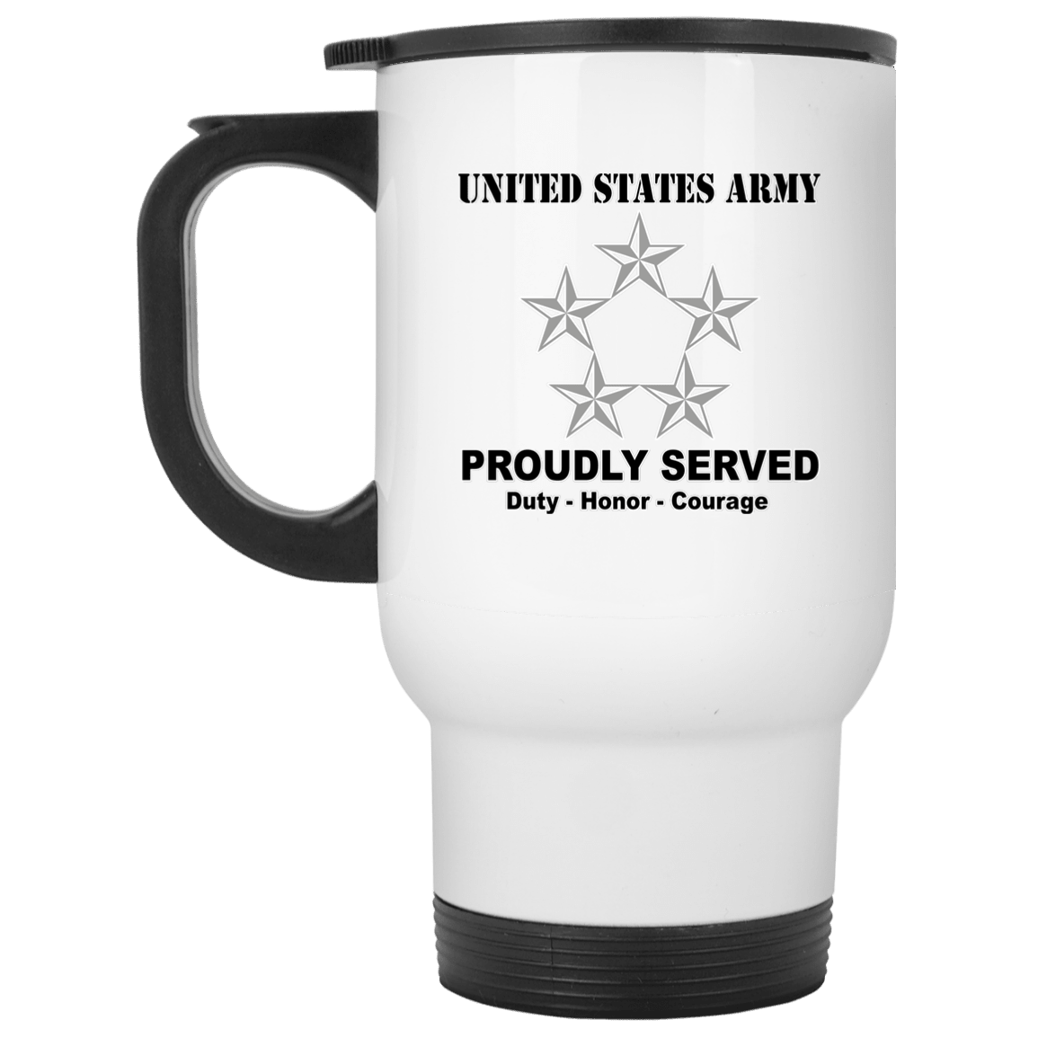 US Army O-10 General of the Army O10 GA General Officer Ranks White Coffee Mug - Stainless Travel Mug-Mug-Army-Ranks-Veterans Nation