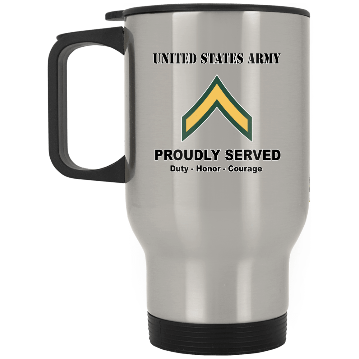 Army E-2 PV2 E2 Private Second Class Ranks White Coffee Mug - Stainless Travel Mug-Mug-Army-Ranks-Veterans Nation