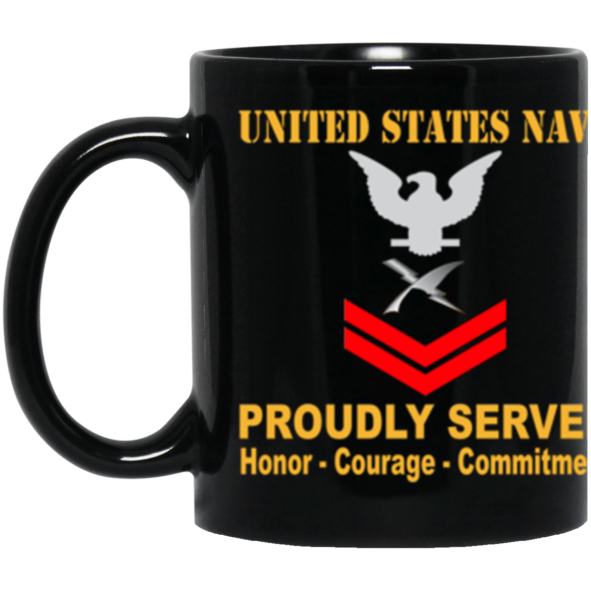 US Navy Cryptologic technician Navy CT E-5 Red Stripe 11 oz. Black Mug-Drinkware-Veterans Nation