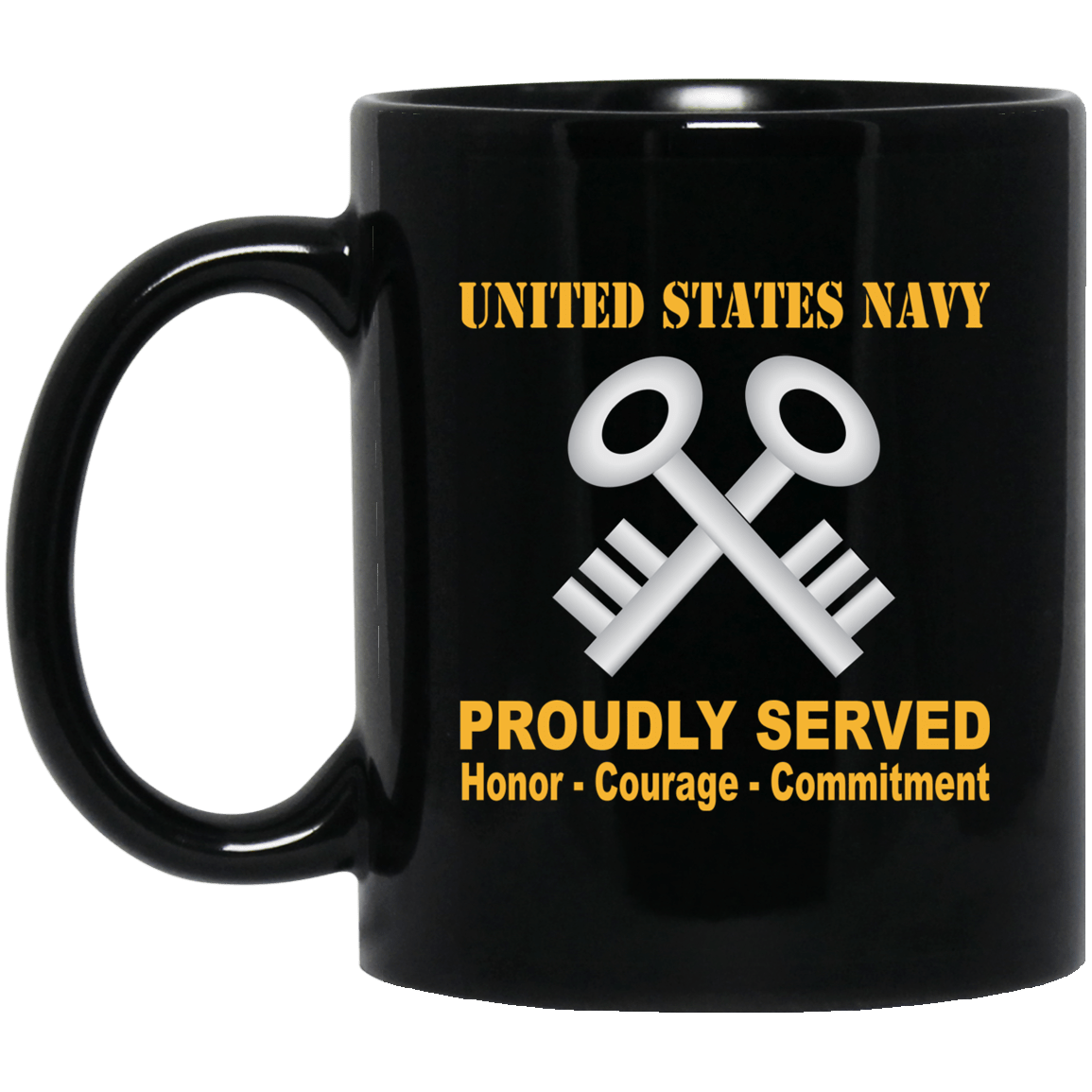 Navy Storekeeper Navy SK Proudly Served Black Mug 11 oz - 15 oz-Mug-Navy-Rate-Veterans Nation