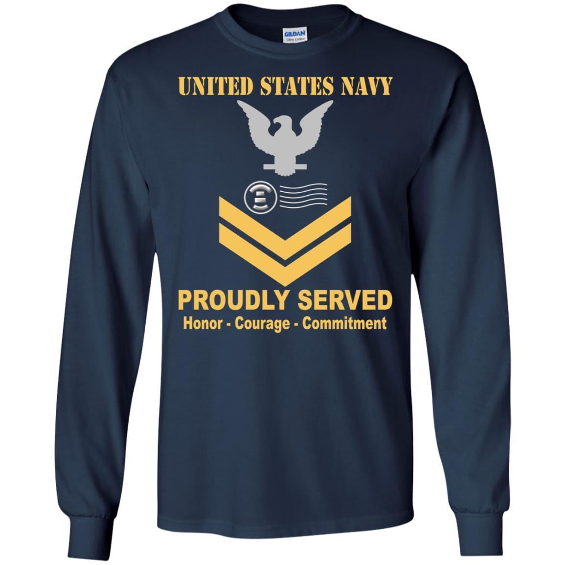 Navy Postal Clerk Navy PC E-5 Rating Badges Proudly Served T-Shirt For Men On Front-TShirt-Navy-Veterans Nation