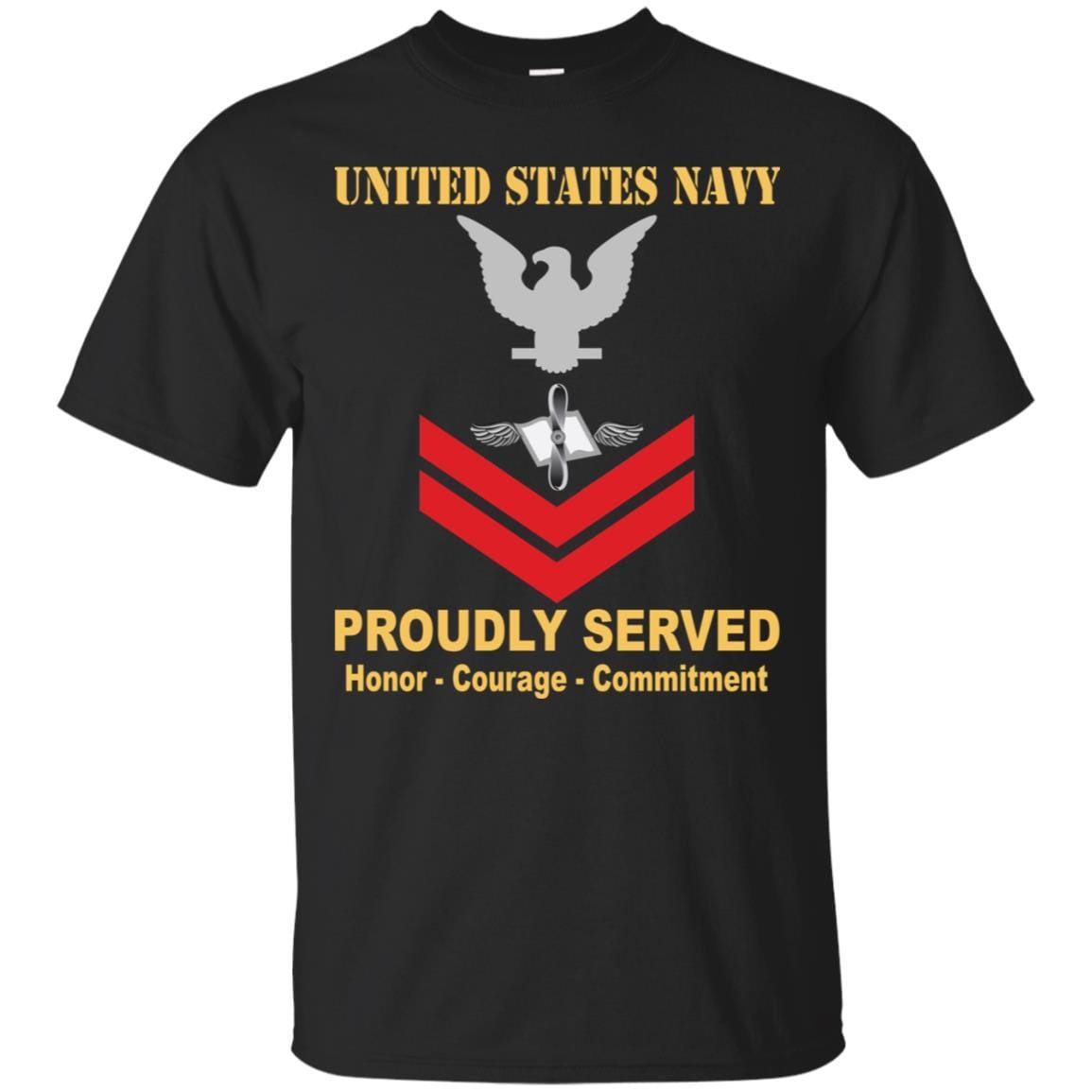 Navy Aviation Maintenance Administrationman Navy AZ E-5 Rating Badges Proudly Served T-Shirt For Men On Front-TShirt-Navy-Veterans Nation