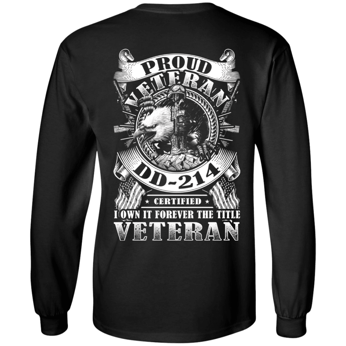 Military T-Shirt "Proud Veteran DD 214 Back"-TShirt-General-Veterans Nation