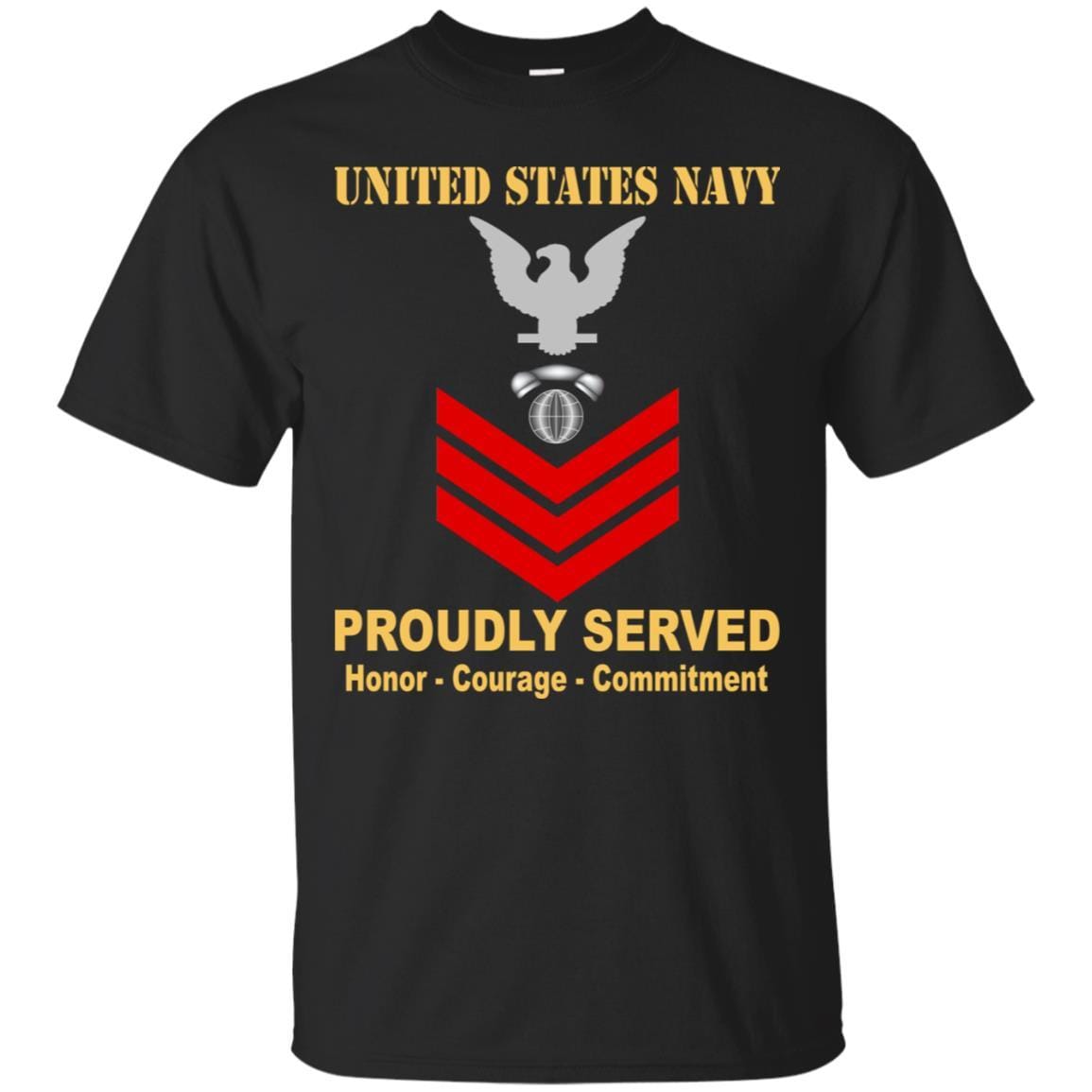 Navy Interior Communications Electrician Navy IC E-6 Rating Badges Proudly Served T-Shirt For Men On Front-TShirt-Navy-Veterans Nation