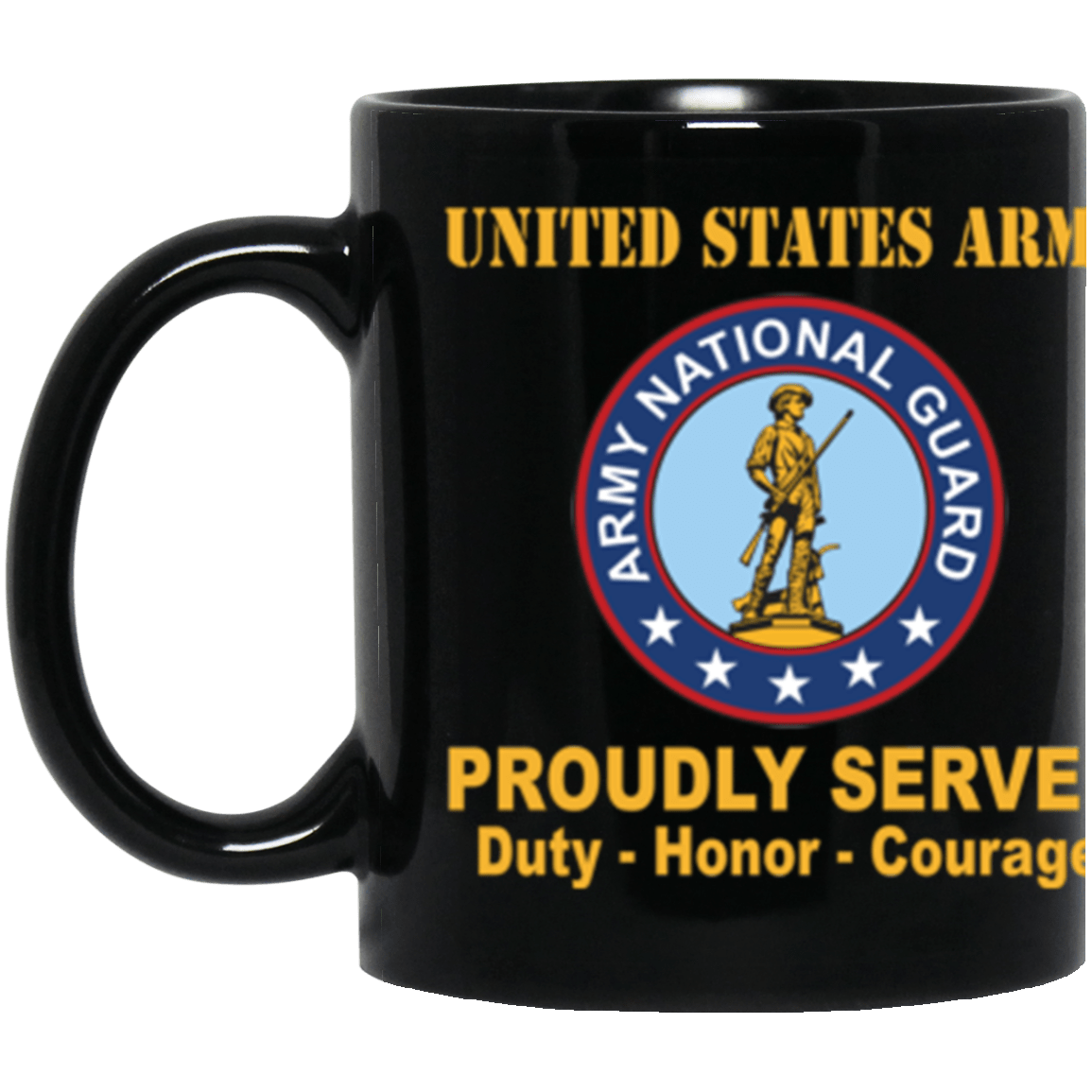 US Army National Guard Proudly Served Core Values 11 oz. Black Mug-Drinkware-Veterans Nation