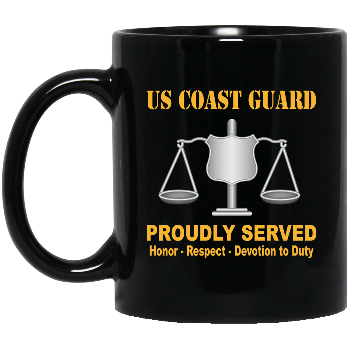 USCG INVESTIGATOR IV Logo Proudly Served Black Mug 11 oz - 15 oz-Mug-USCG-Rate-Veterans Nation