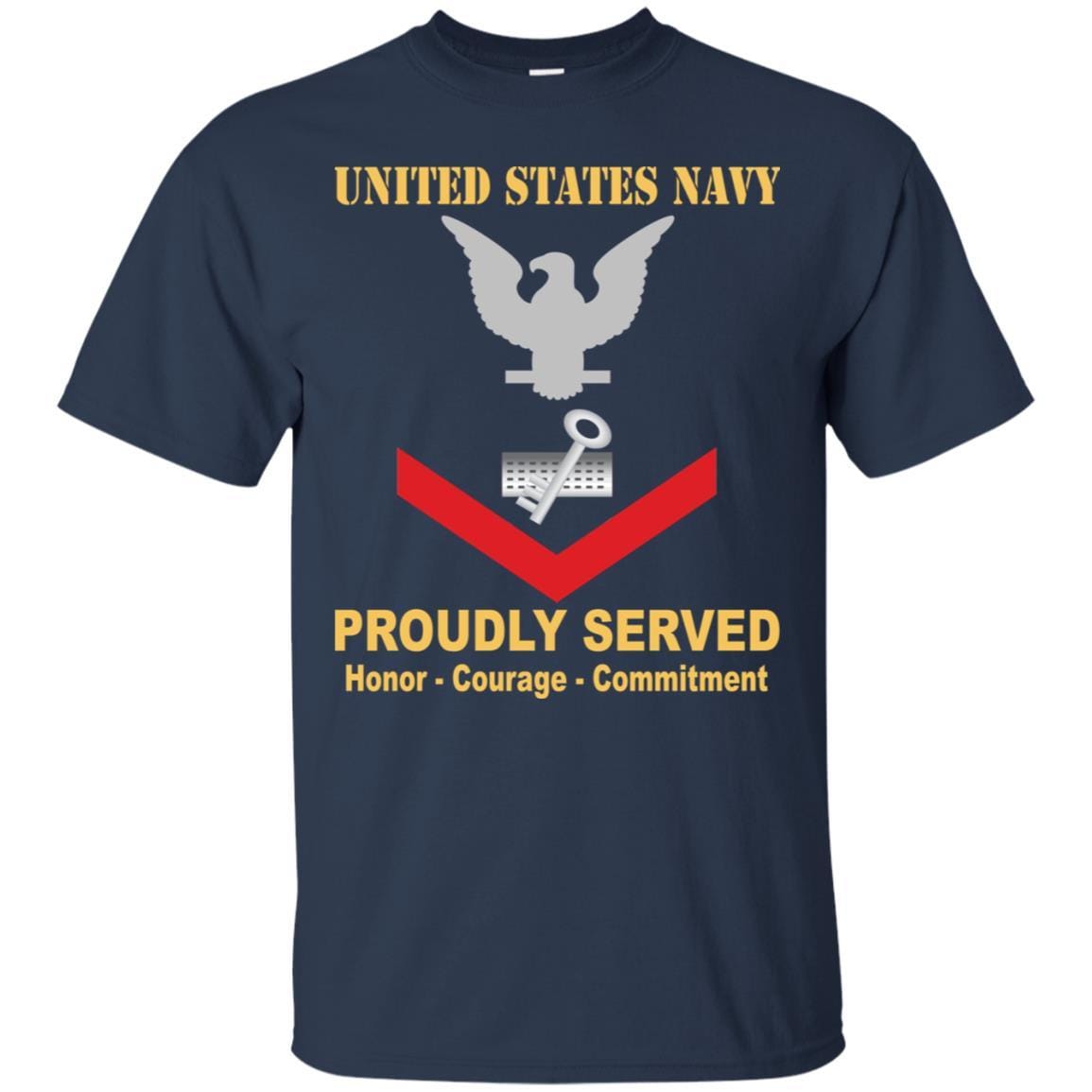 Navy Disbursing Clerk Navy DK E-4 Rating Badges Proudly Served T-Shirt For Men On Front-TShirt-Navy-Veterans Nation