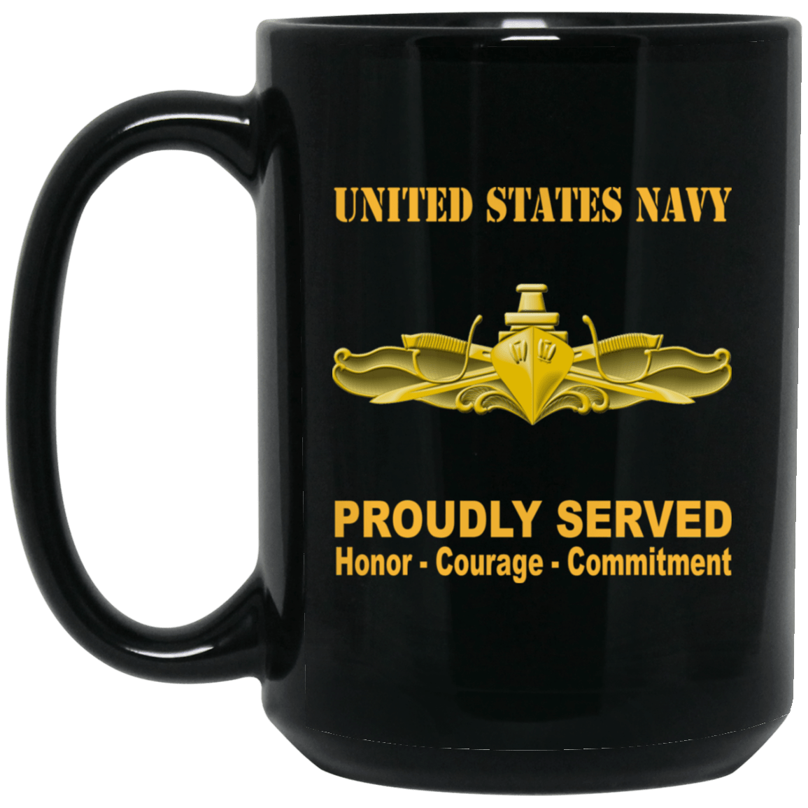 US Navy Surface Warfare Officer Badge 11 oz - 15 oz Black Mug-Mug-Navy-Badge-Veterans Nation