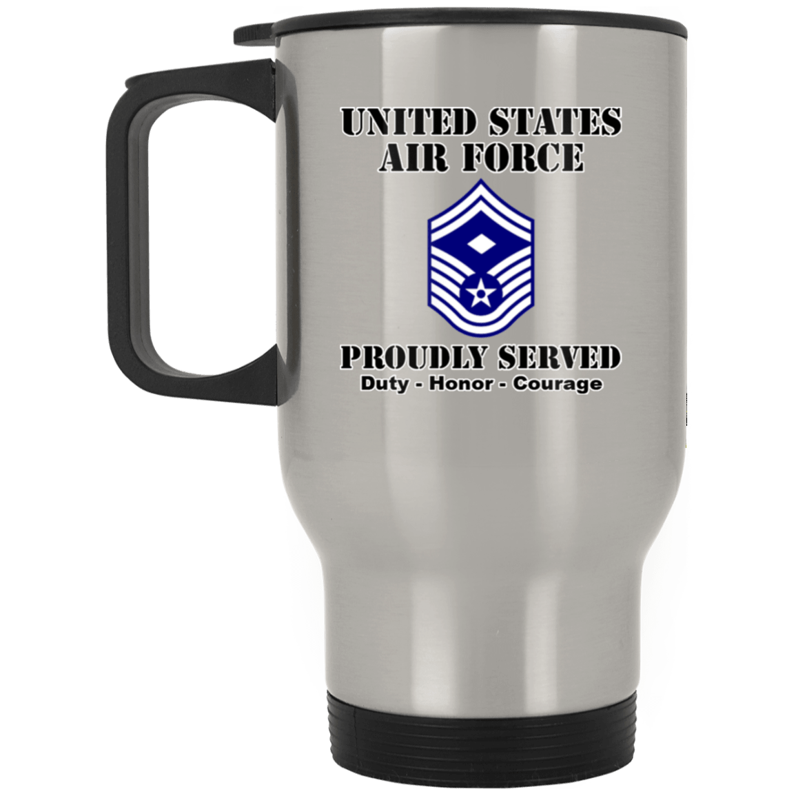 US Air Force E-8 First Sergeant Ranks White Coffee Mug - Stainless Travel Mug-Mug-USAF-Ranks-Veterans Nation