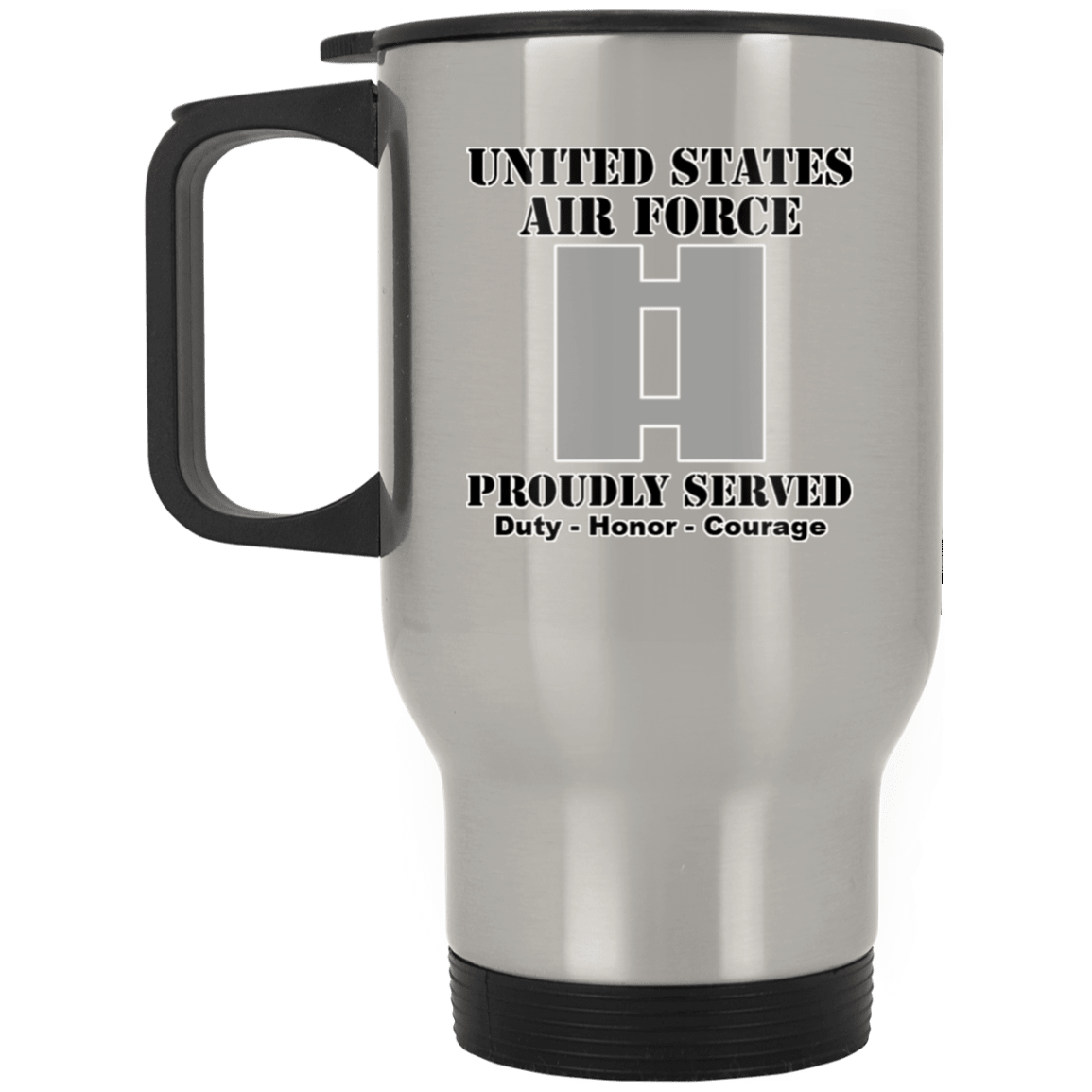 US Air Force O-3 Captain Capt O3 Commissioned Officer Ranks White Coffee Mug - Stainless Travel Mug-Mug-USAF-Ranks-Veterans Nation