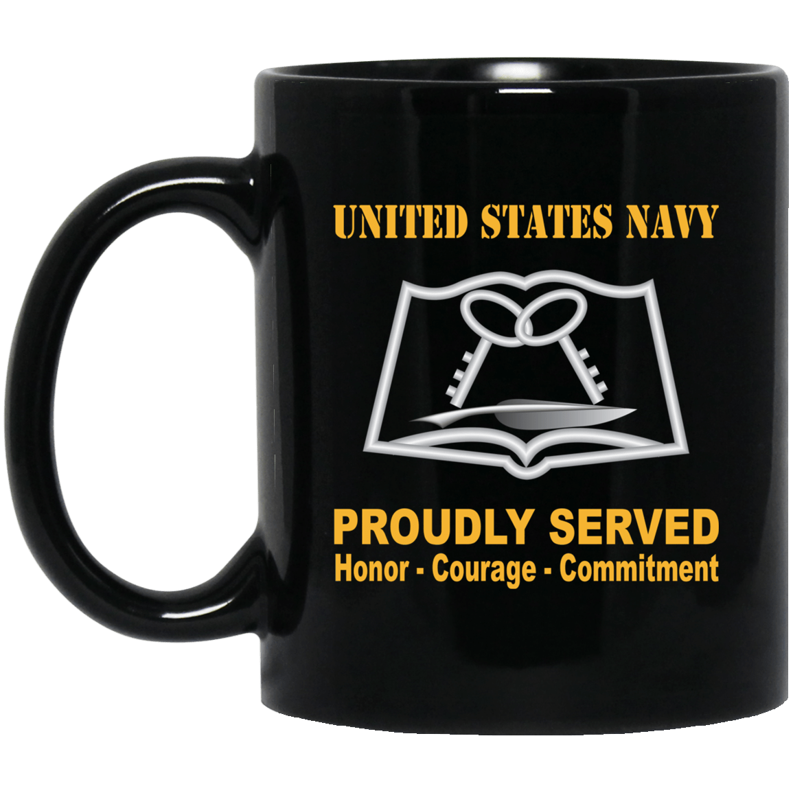 Navy Mess Management Specialist Navy MS Proudly Served Black Mug 11 oz - 15 oz-Mug-Navy-Rate-Veterans Nation