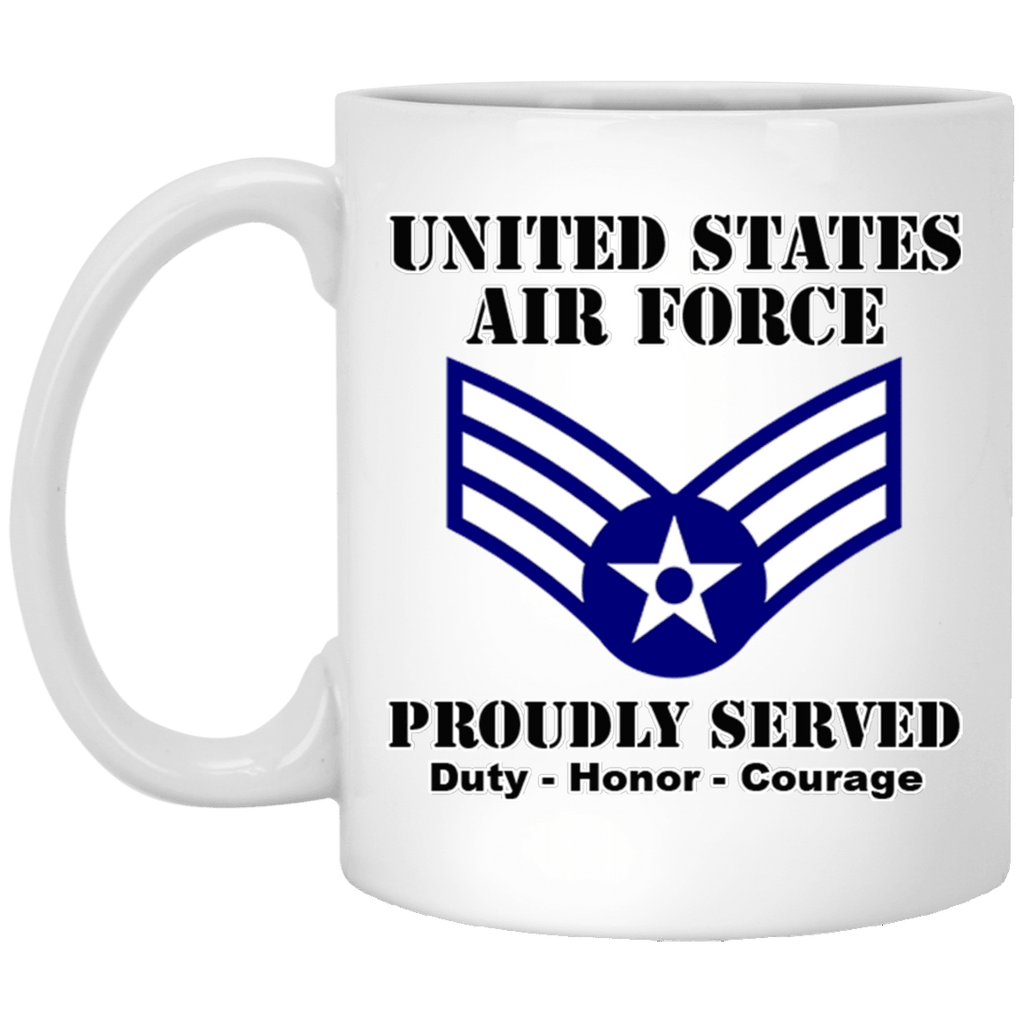 US Air Force E-4 Senior Airman SrA E4 Enlisted Airman Ranks White Coffee Mug - Stainless Travel Mug-Mug-USAF-Ranks-Veterans Nation