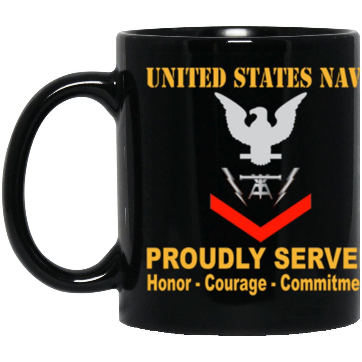 US Navy Fire Controlman Navy FC E-4 11 oz. Black Mug-Drinkware-Veterans Nation