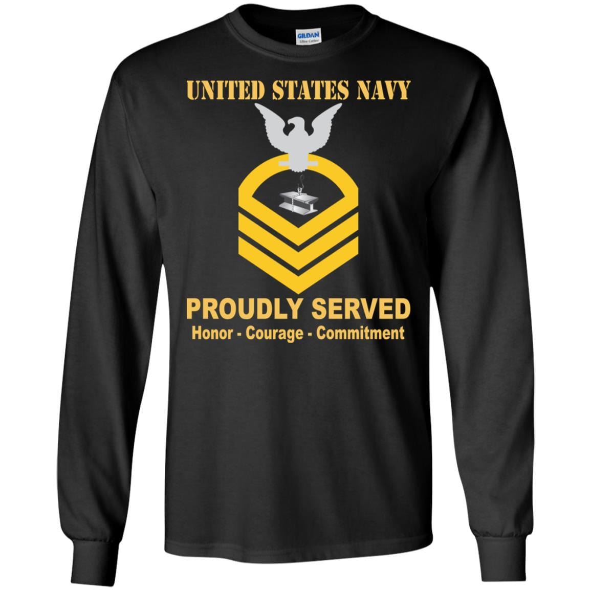 Navy Steelworker Navy SW E-7 Rating Badges Proudly Served T-Shirt For Men On Front-TShirt-Navy-Veterans Nation