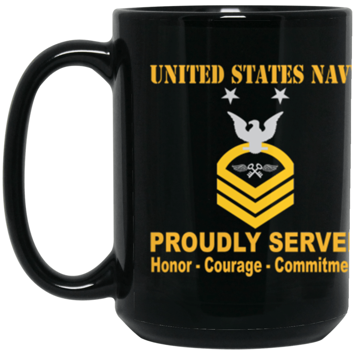 US Navy AK E-9 15 oz. Black Mug-Drinkware-Veterans Nation