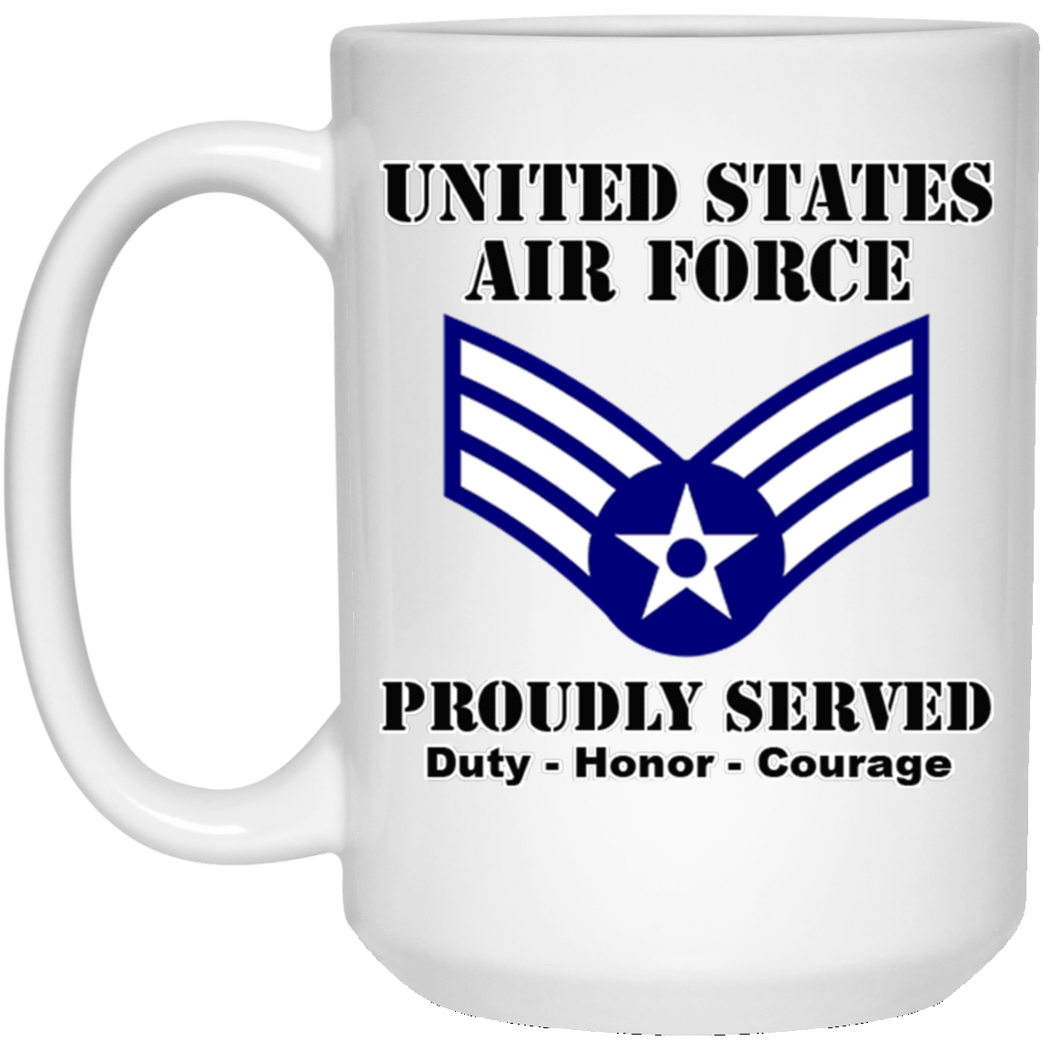 US Air Force E-4 Senior Airman SrA E4 Enlisted Airman Ranks White Coffee Mug - Stainless Travel Mug-Mug-USAF-Ranks-Veterans Nation