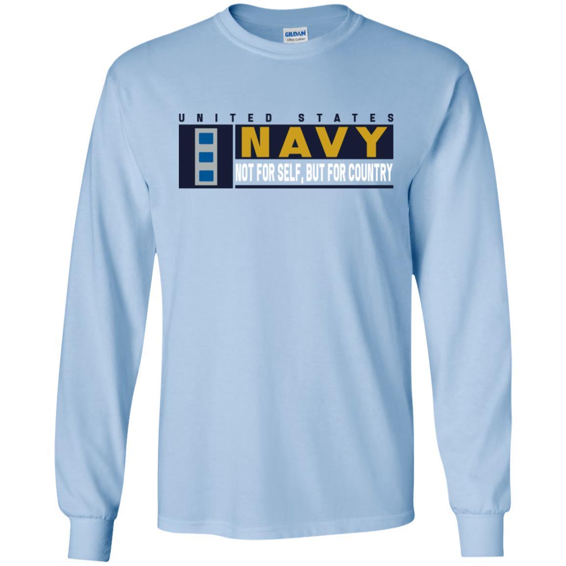 US Navy W-4 Chief Warrant Officer Not For Self, But For Country Long Sleeve - Pullover Hoodie-TShirt-Navy-Veterans Nation