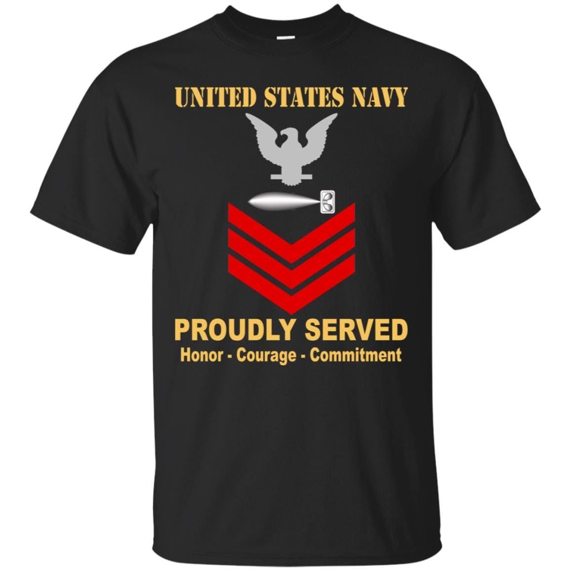 U.S Navy Torpedoman's mate Navy TM E-6 Rating Badges Proudly Served T-Shirt For Men On Front-TShirt-Navy-Veterans Nation