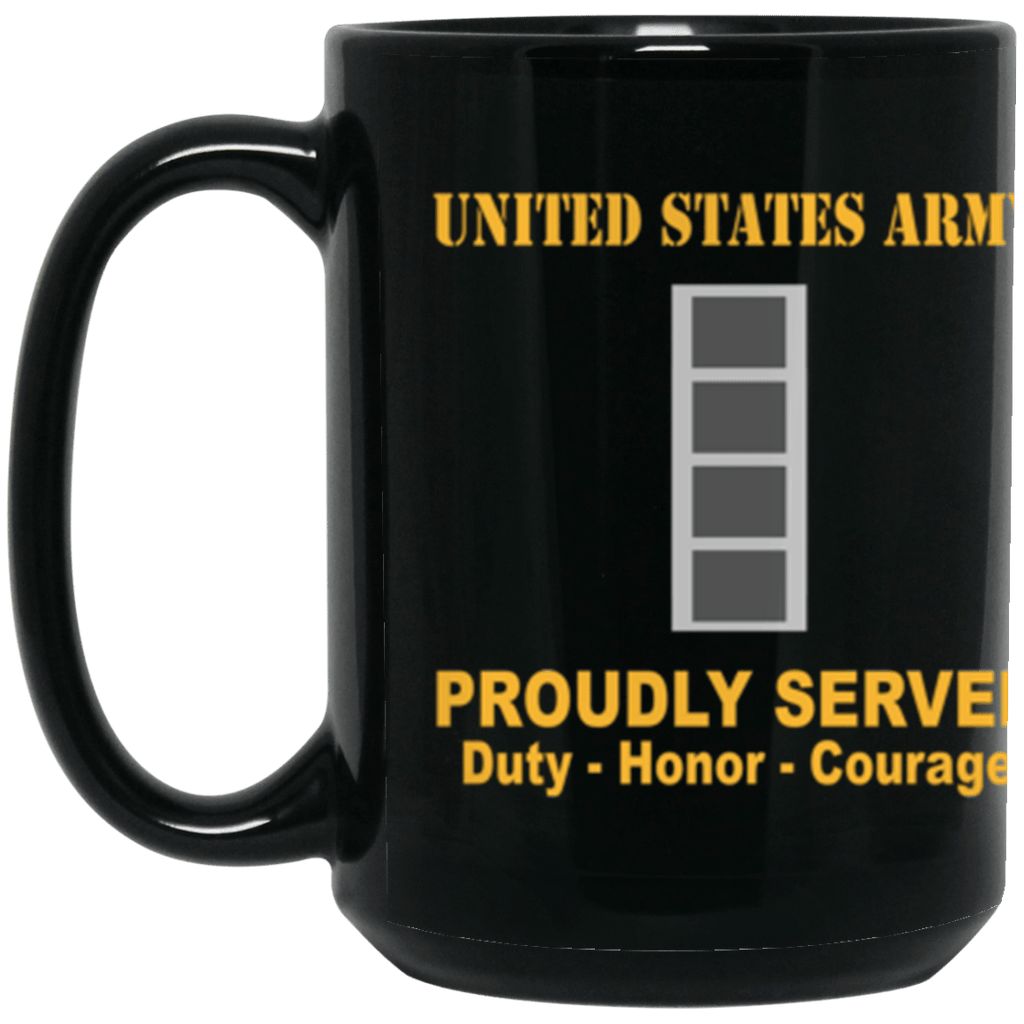 US Army W-4 Chief Warrant Officer 4 W4 CW4 Warrant Officer Ranks Proudly Served Core Values 15 oz. Black Mug-Drinkware-Veterans Nation