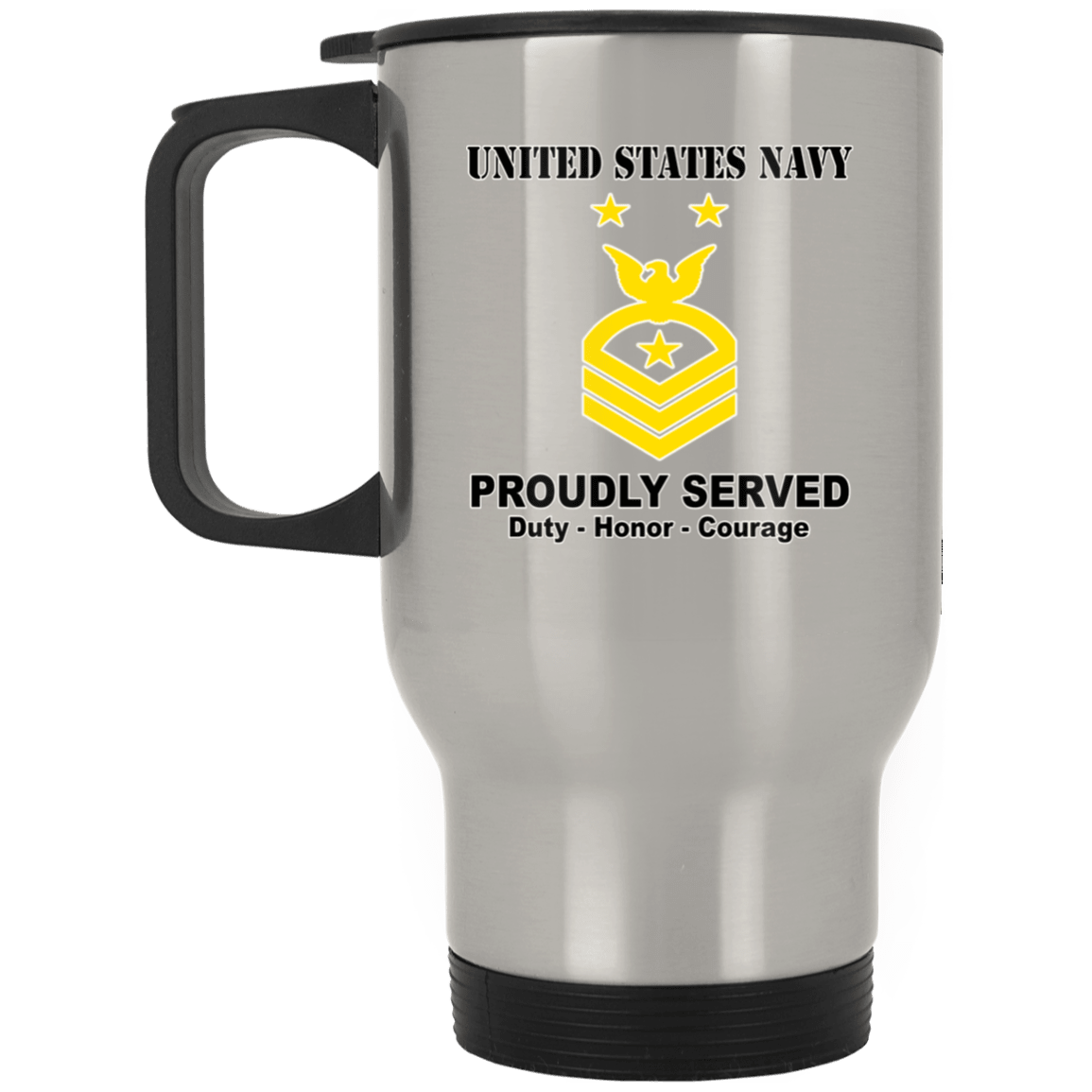 US Navy E-9 Command Master Chief Petty Officer E9 CMDCM Senior Enlisted Advisor Ranks T shirt White Coffee Mug - Stainless Travel Mug-Mug-Navy-Collar-Veterans Nation