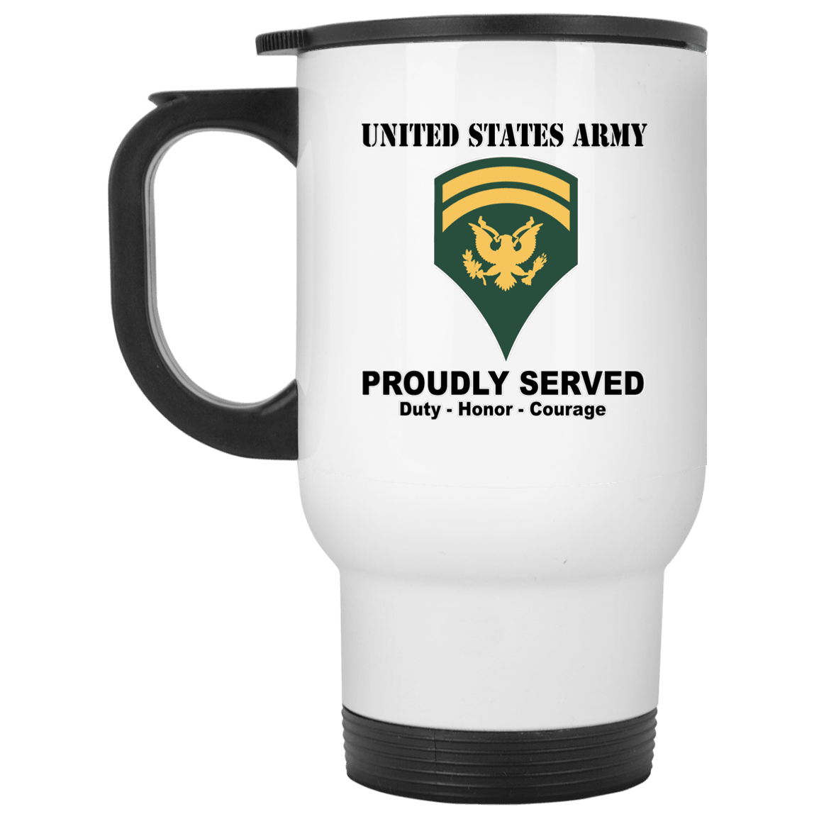 US Army E-6 SPC E6 Specialist Ranks White Coffee Mug - Stainless Travel Mug-Mug-Army-Ranks-Veterans Nation