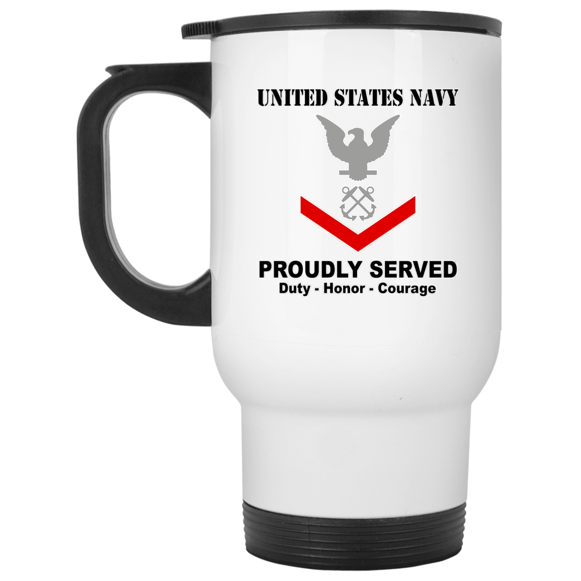 US Navy E-4 Petty Officer Third Class E4 PO3 Noncommissioned Officer Ranks T shirt White Coffee Mug - Stainless Travel Mug-Mug-Navy-Collar-Veterans Nation