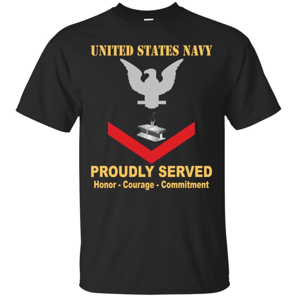 Navy Steelworker Navy SW E-4 Rating Badges Proudly Served T-Shirt For Men On Front-TShirt-Navy-Veterans Nation