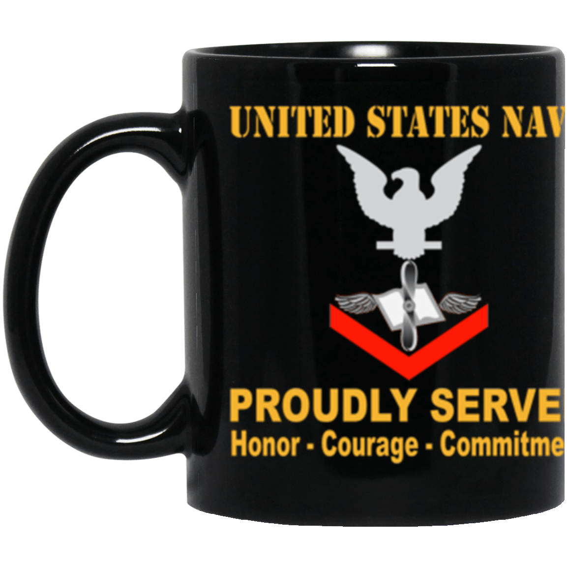 US Navy Aviation Maintenance Administrationman Navy AZ E-4 11 oz. Black Mug-Drinkware-Veterans Nation