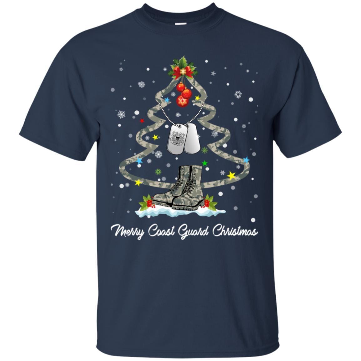 Merry Coast Guard Christmas T-Shirt For Men On Front-TShirt-USCG-Veterans Nation