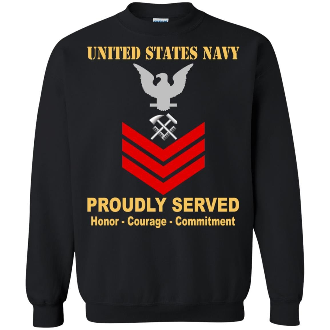 Navy Hull Maintenance Technician Navy HT E-6 Rating Badges Proudly Served T-Shirt For Men On Front-TShirt-Navy-Veterans Nation