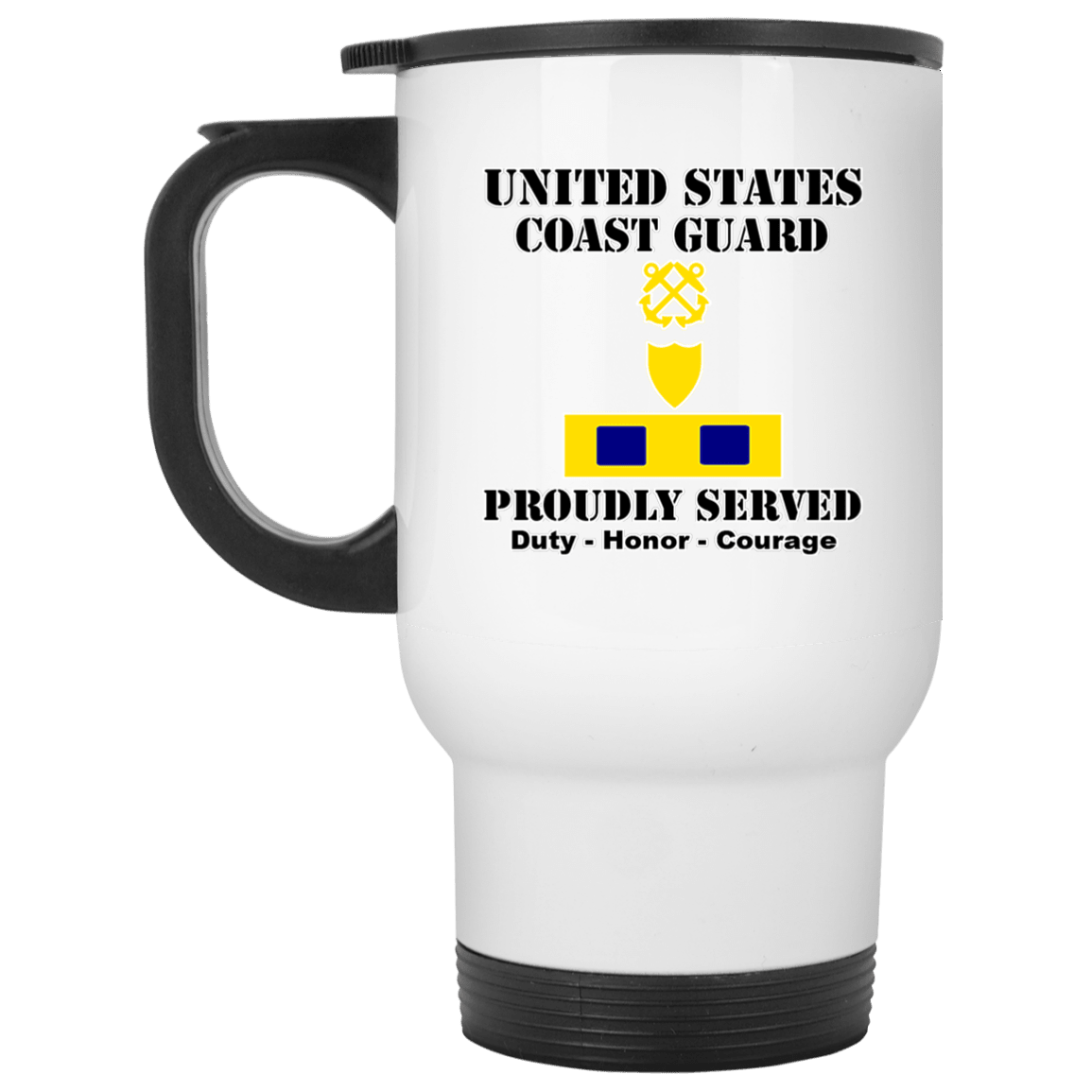 US Coast Guard W-3 Chief Warrant Officer 3 W3 CWO-3 Chief Warrant Officer White Coffee Mug - Stainless Travel Mug-Mug-USCG-Officer-Veterans Nation