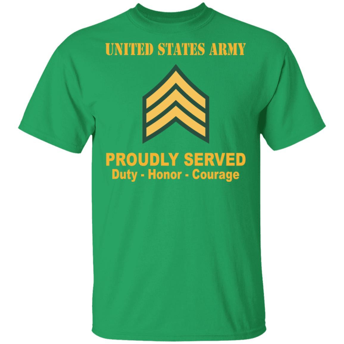 US Army T-Shirt E-5 Sergeant E5 SGT Noncommissioned Officer Ranks Proudly Served Black Mug G500 Gildan 5.3 oz. On Front-T-Shirts-Veterans Nation