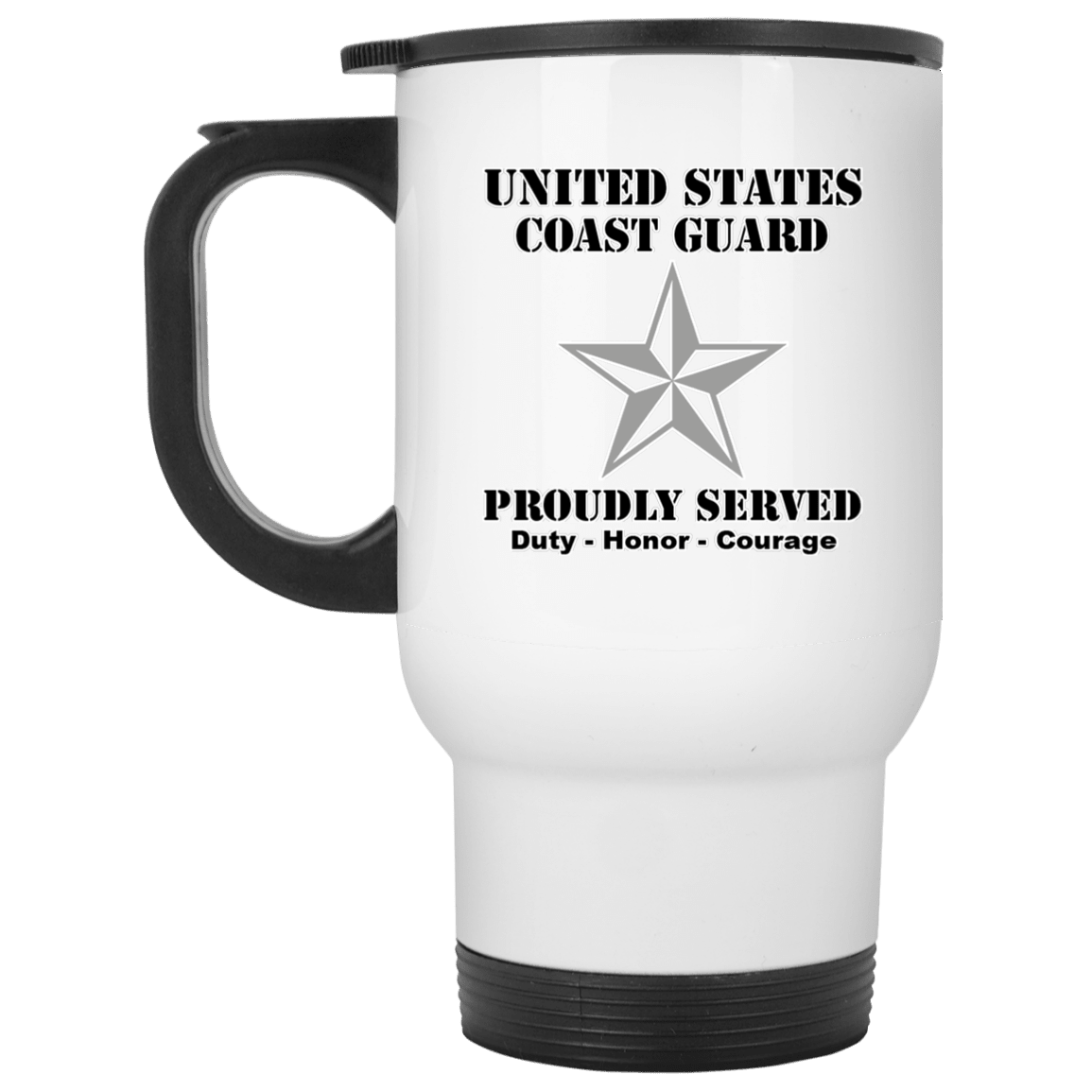 US Coast Guard O-7 Rear Admiral Lower Half O7 DRML Flag Officer Ranks White Coffee Mug - Stainless Travel Mug-Mug-USCG-Officer-Veterans Nation