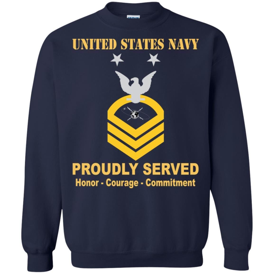 Navy Mass Communications Specialist Navy MC E-9 Rating Badges Proudly Served T-Shirt For Men On Front-TShirt-Navy-Veterans Nation