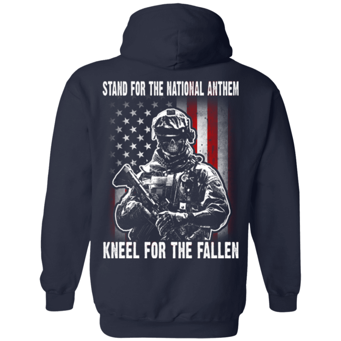 Military T-Shirt "Veteran - Stand For The National Anthem Kneel For The Fallen"-TShirt-General-Veterans Nation