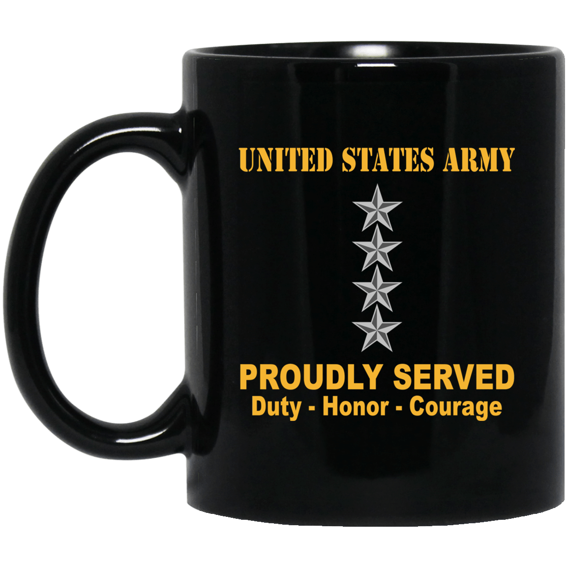 US Army Insignia Proudly Served Duty - Honor - Courage Black Coffee Mug 11oz-15oz-Mug-Army-Veterans Nation