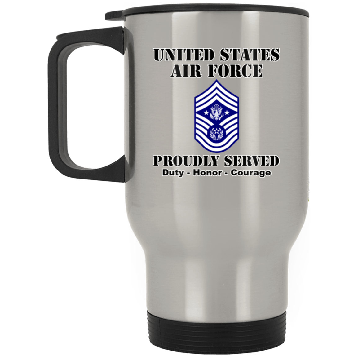 US Air Force E-9 Chief Master Sergeant Of The Air Force E9 CMSAF Noncommissioned Officer (Special) Ranks White Coffee Mug - Stainless Travel Mug-Mug-USAF-Ranks-Veterans Nation