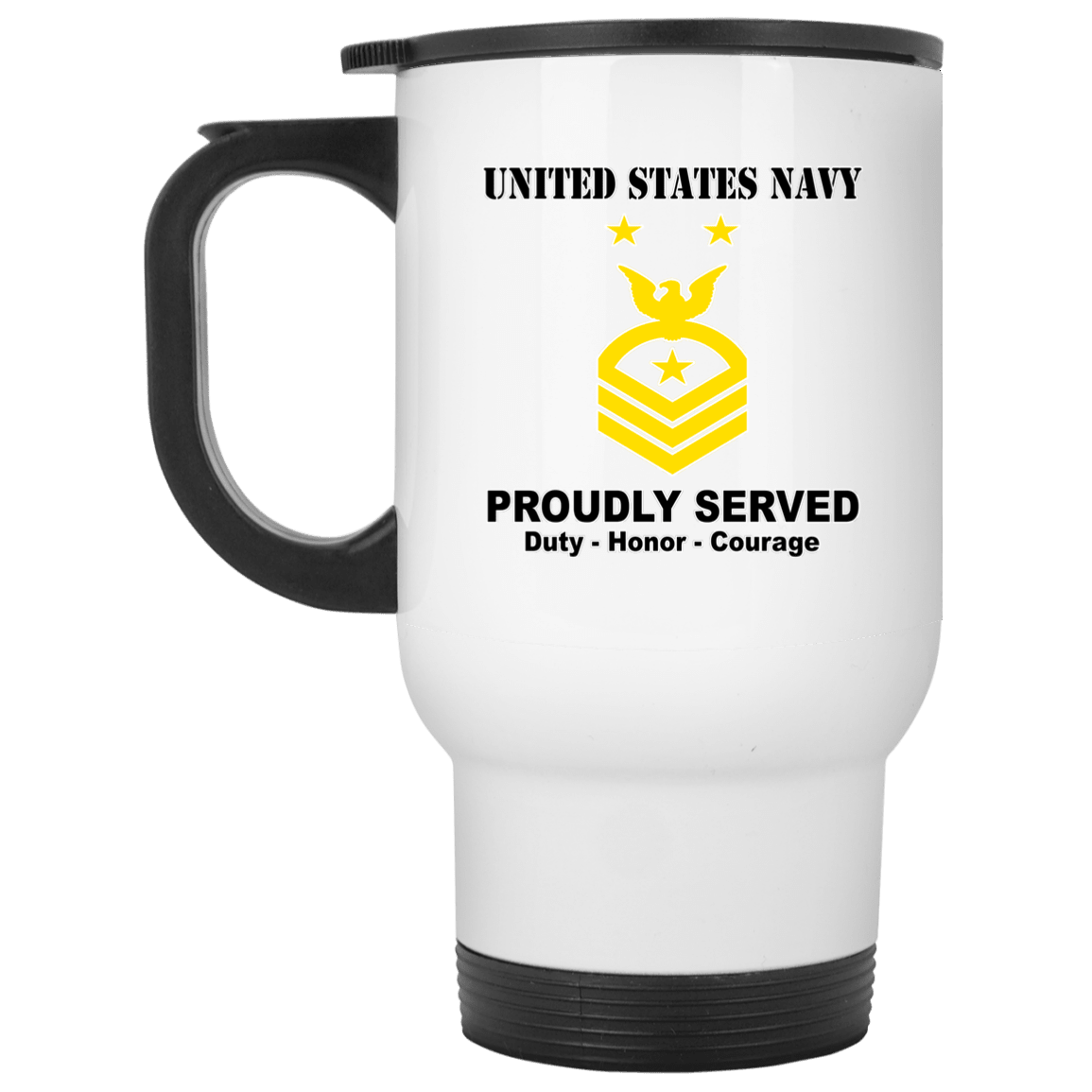 US Navy E-9 Command Master Chief Petty Officer E9 CMDCM Senior Enlisted Advisor Ranks T shirt White Coffee Mug - Stainless Travel Mug-Mug-Navy-Collar-Veterans Nation