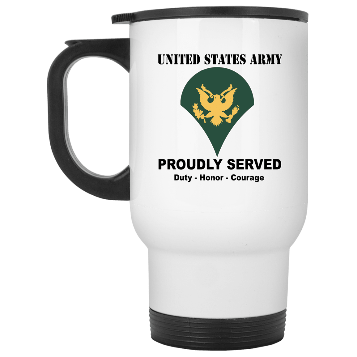 US Army E-4 SPC E4 Specialist Ranks White Coffee Mug - Stainless Travel Mug-Mug-Army-Ranks-Veterans Nation