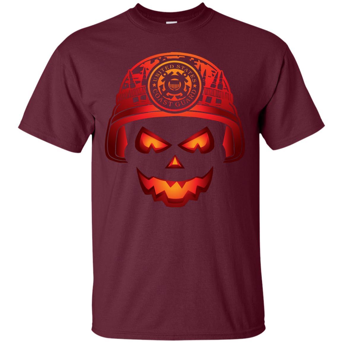 USCG Coast Guard Skull Halloween Men T Shirt On Front-TShirt-USCG-Veterans Nation