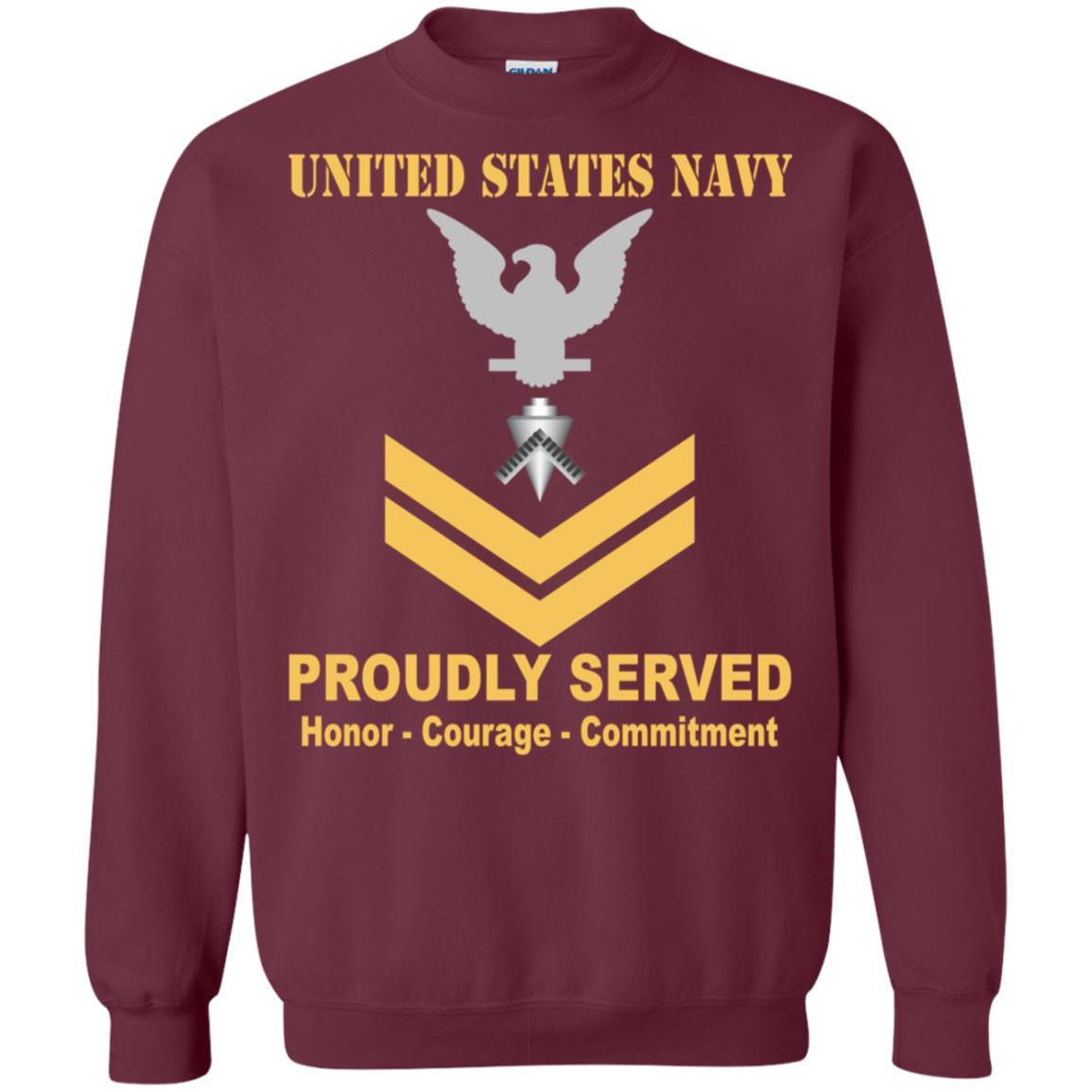 U.S Navy Builder Navy BU E-5 Rating Badges Proudly Served T-Shirt For Men On Front-TShirt-Navy-Veterans Nation