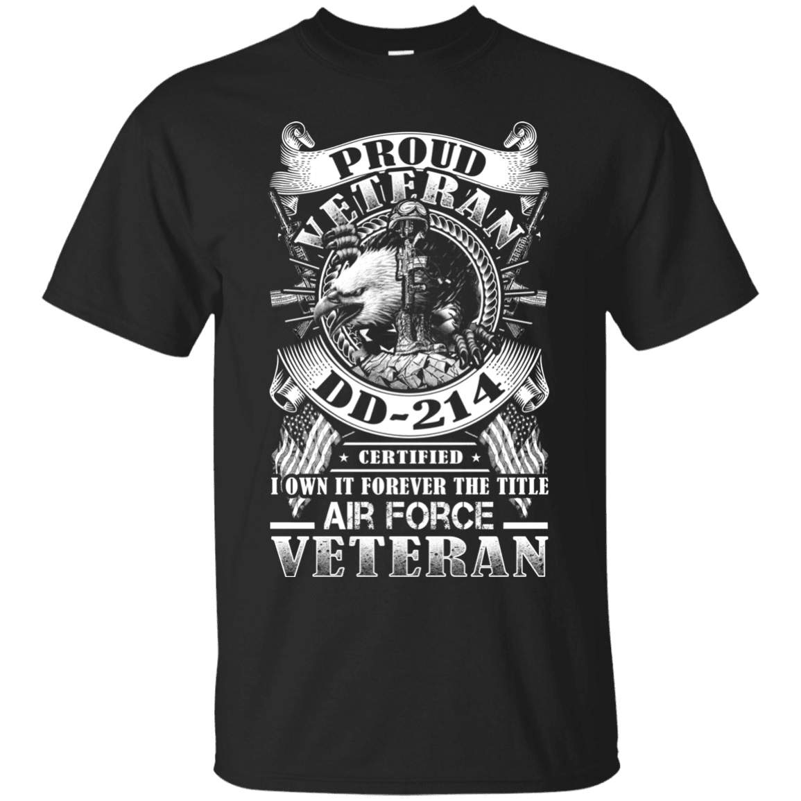 Proud Air Force Veteran DD214 Front T Shirts-TShirt-USAF-Veterans Nation