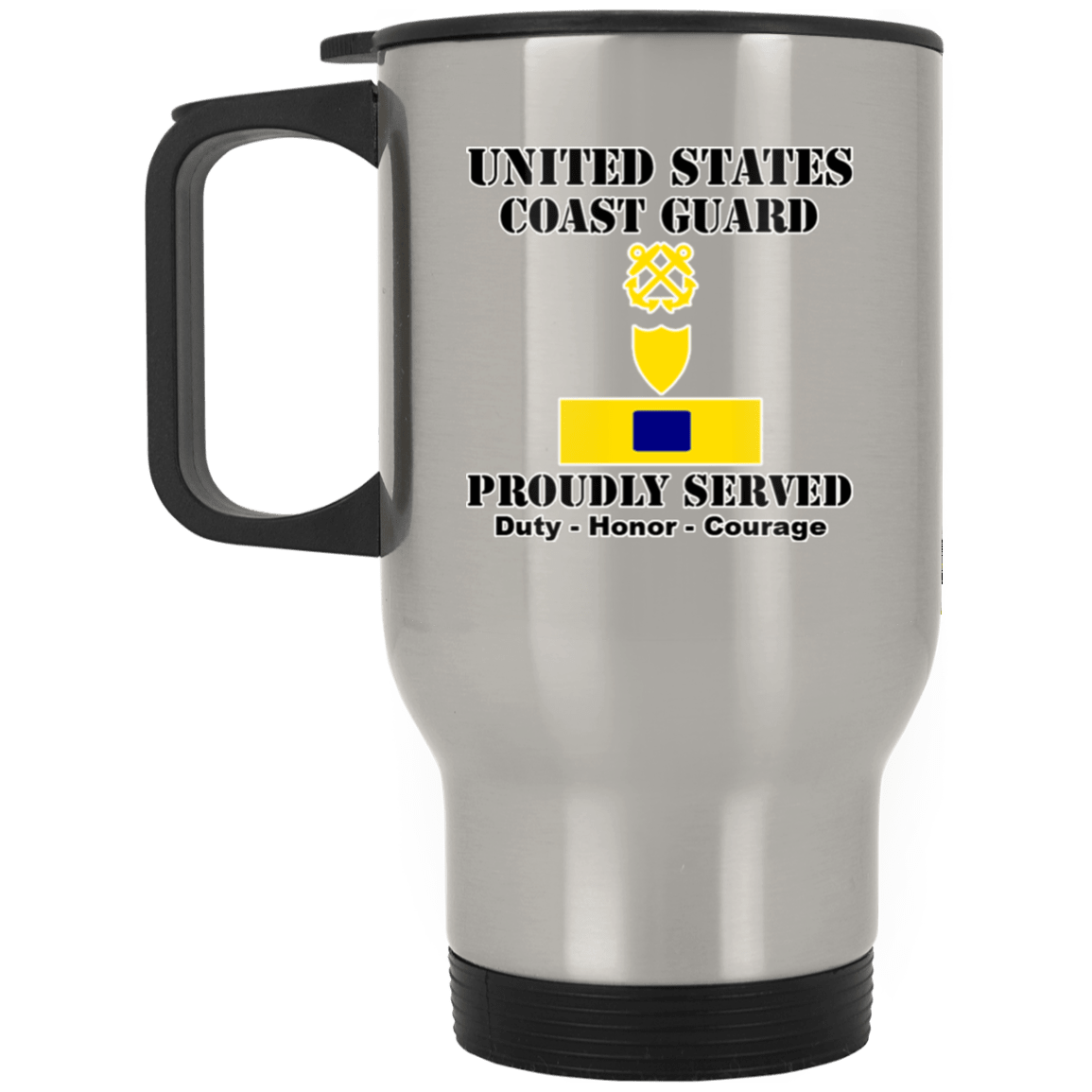 US Coast Guard W-4 Chief Warrant Officer 4 W4 CWO-4 Chief Warrant Officer White Coffee Mug - Stainless Travel Mug-Mug-USCG-Officer-Veterans Nation