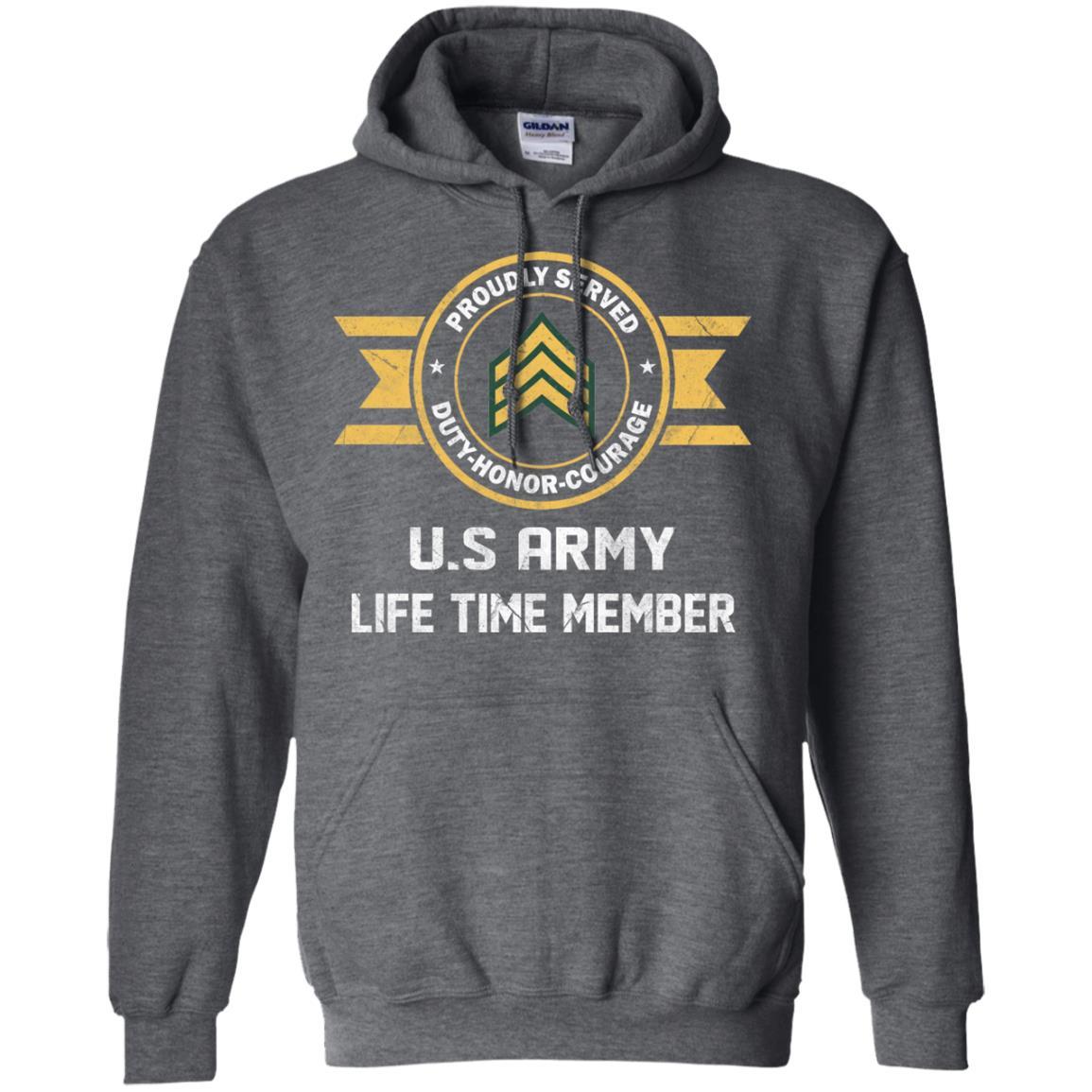 Life Time Member - US Army E-5 Sergeant E5 SGT Noncommissioned Officer Ranks Men T Shirt On Front-TShirt-Army-Veterans Nation