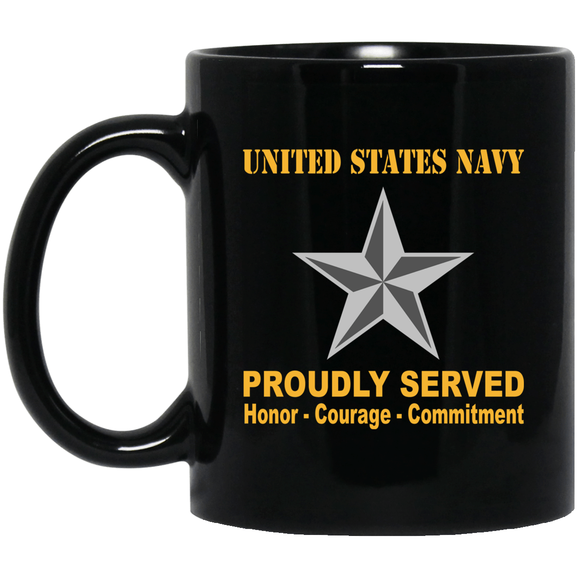 US Navy O-7 Rear Admiral Lower Half O7 RDML Flag Officer Ranks Proudly Served Black Mug 11 oz - 15 oz-Mug-Navy-Officer-Veterans Nation