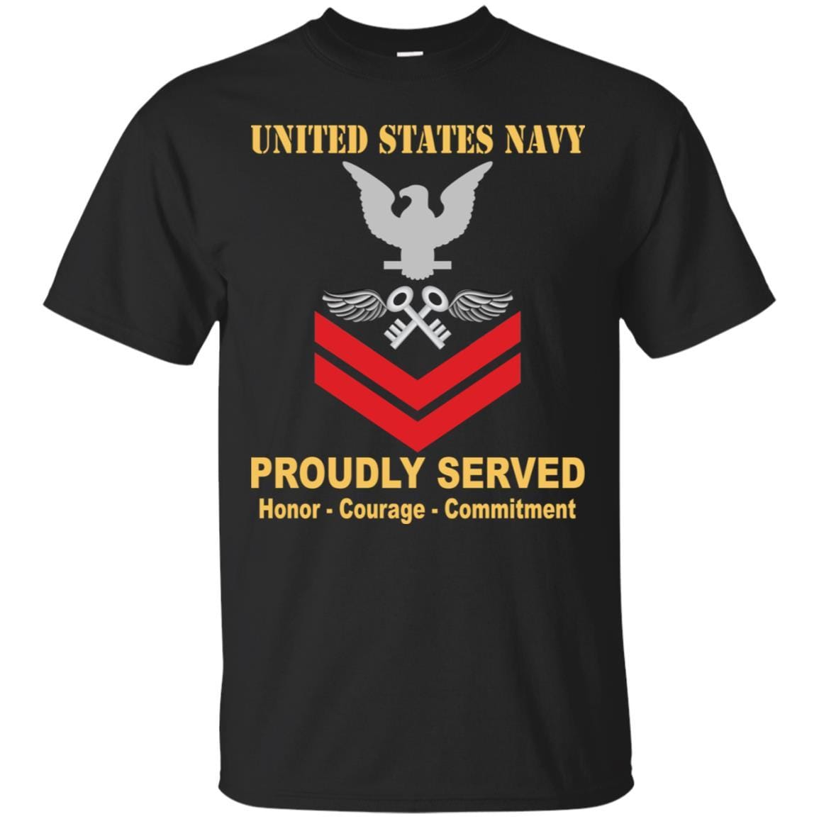 Navy Aviation Storekeeper Navy AK E-5 Rating Badges Proudly Served T-Shirt For Men On Front-TShirt-Navy-Veterans Nation